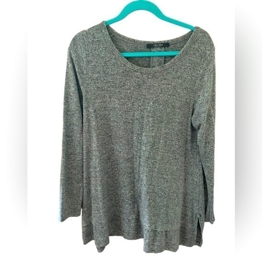 Coin 1804 women’s Heathered Long-Sleeve Swing grey Tunic Top size medium